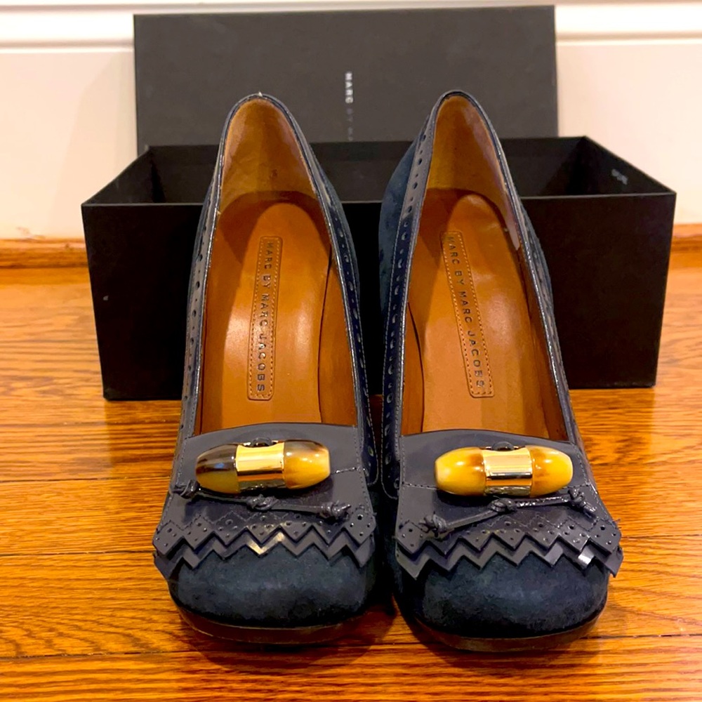 MARC by Marc Jacobs navy wedge heels, size 7